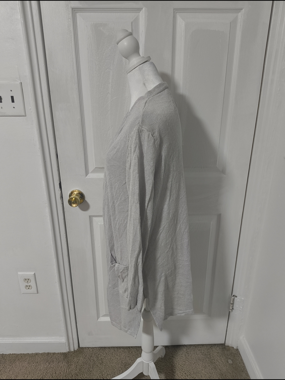 J. Jill Light Gray Open-Front Long Cardigan - Picture 2 of 4